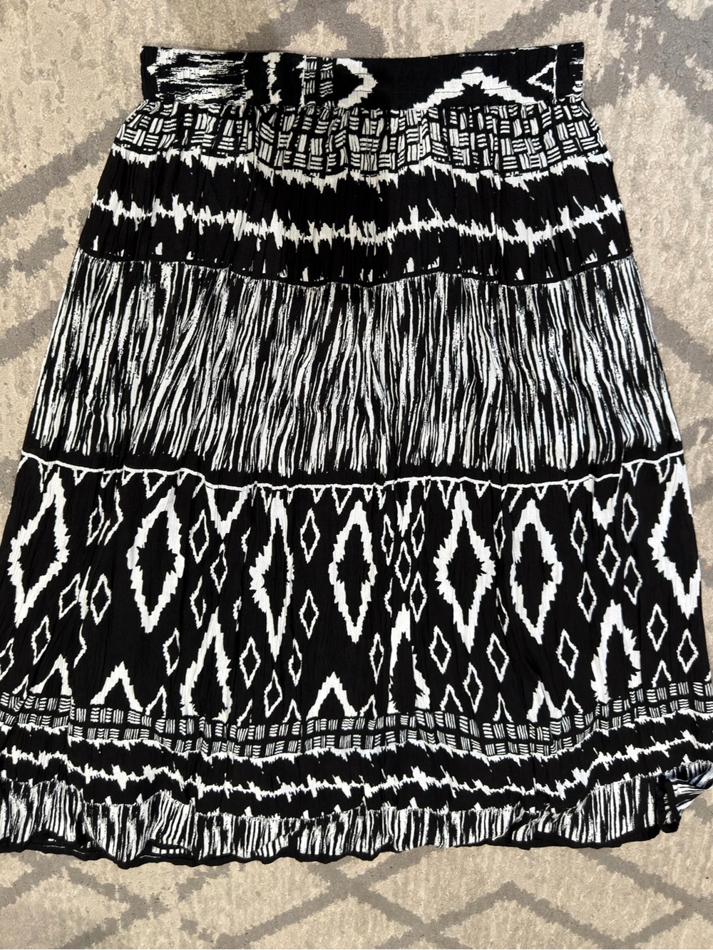 Black & White Maxi Skirt with Geometric Print
